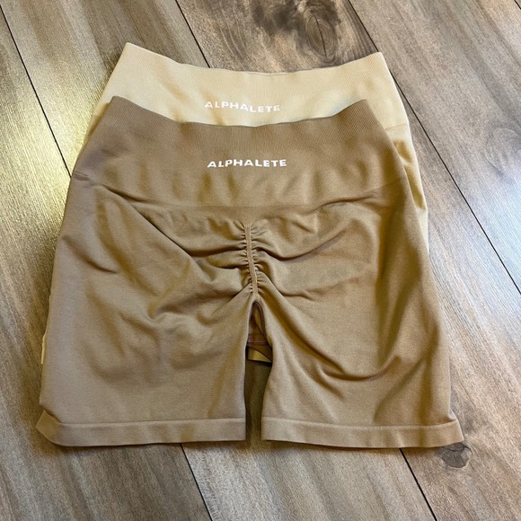 Alphalete Pants - Alphalete Womens Amplify Seamless Shorts Large Tan Beige Set of 2 Bin B-50
